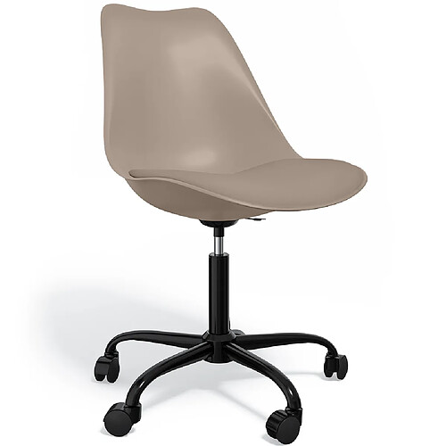 ICONIK INTERIOR Chaise de bureau avec roulettes - Chaise de bureau pivotante - Structure noire Tulip Taupe