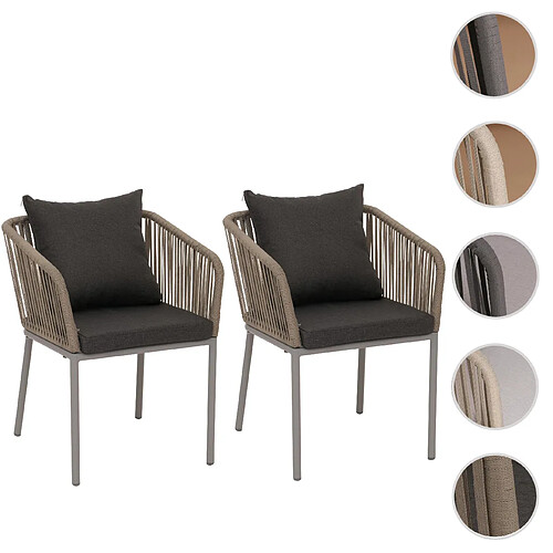 Mendler Lot de 2 chaises de jardin - Gris clair