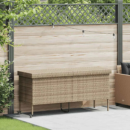 vidaXL Boîte rangement jardin - Résine Tressée Beige