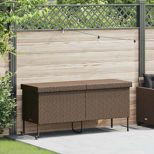 vidaXL Boîte de rangement jardin - Résine Tressée Marron