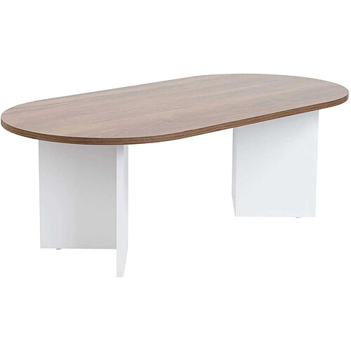 Hanah home Table basse ovale - sable noyer/blanc