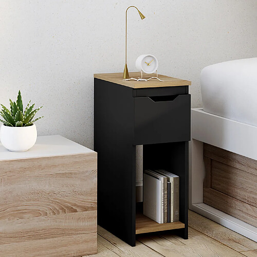 Idmarket MARKET Lot 2 chevets Anouk - Noir/Bois