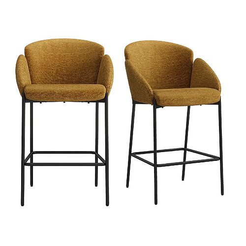 Moloo Lot de 2 tabourets de bar tissu - Moutarde