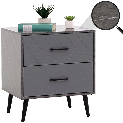 Mendler Chevet 2 tiroirs - Gris