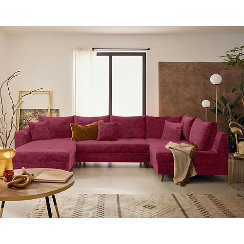 Lisa design Canapé panoramique Rune - Prune