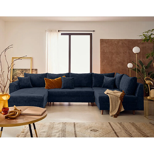 Lisa design Rune canapé panoramique d'angle droit - Bleu