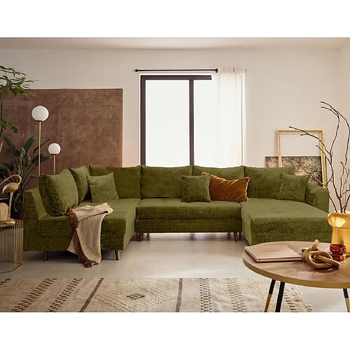 Lisa design canapé panoramique d'angle gauche - Olive