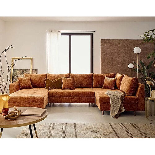 Lisa design Canapé panoramique Rune d'angle droit - Rouille