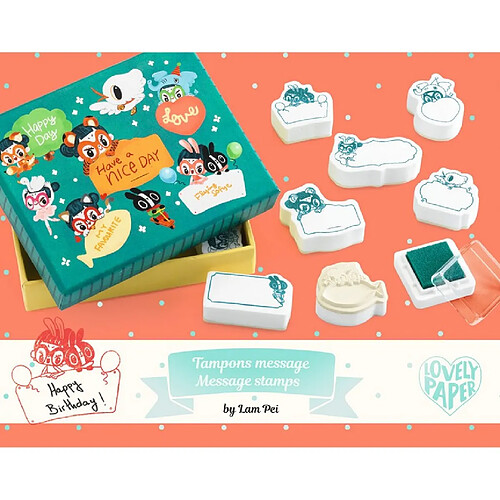 Djeco Coffret tampons messages Lovely Paper