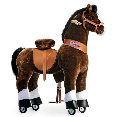 PonyCycle Poney brun et chocolat sabots blanc