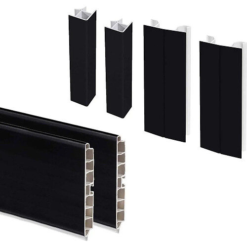 Emuca Kit de plinthes de cuisine avec accessoires Plasline noir