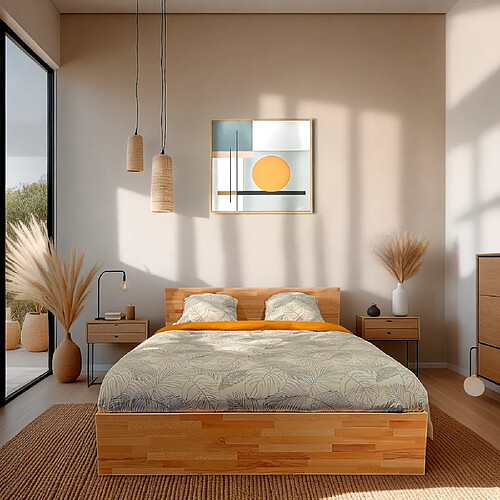 Le Quai Des Affaires Lit coffre 160x200cm MILO avec tête de lit + sommier/ Hêtre massif huilé