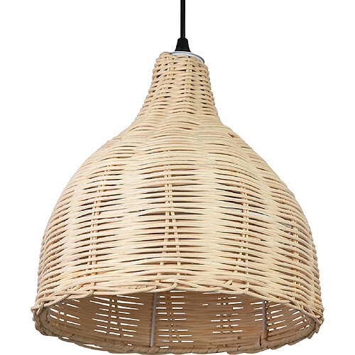 ICONIK INTERIOR Lampe de plafond en bambou - Lampe suspendue de stile Boho Bali - Baro Bois naturel