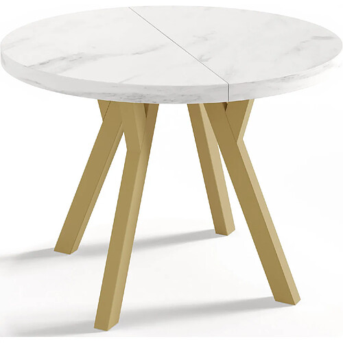 Wfl group Table à manger extensible - Marbre blanc