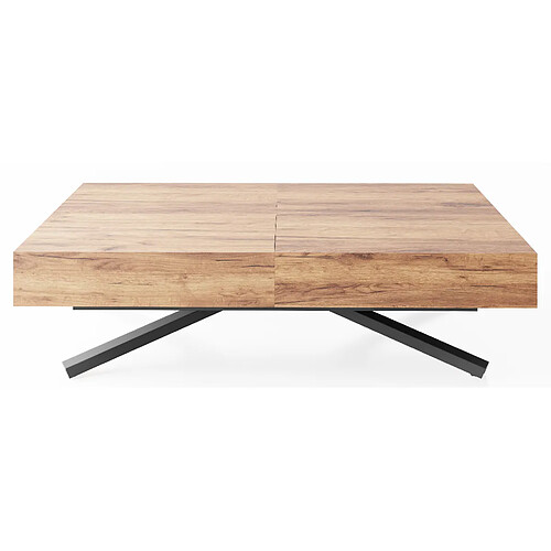 WFL GROUP Cavetta X - Table basse relevable extensible - Chêne Craft