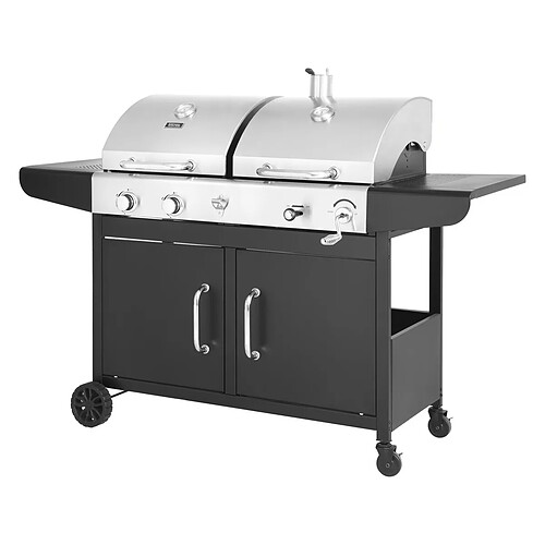 Habitat Et Jardin Barbecue gaz et charbon 2 en 1 en métal [ ]Western[ ] - Noir