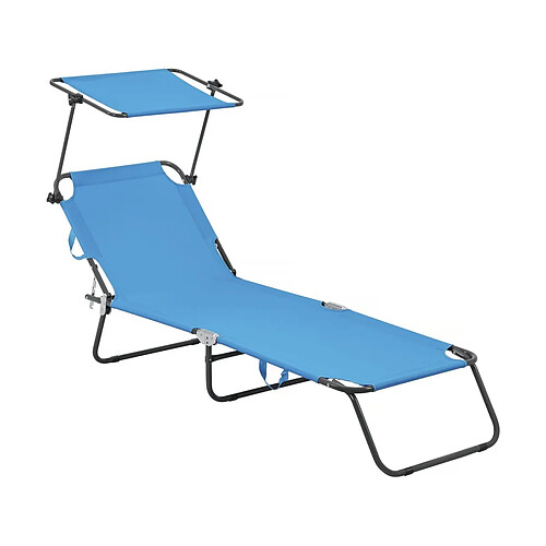 Habitat Et Jardin Bain de soleil pliable [ ]Lazy[ ] - Avec pare soleil - Bleu