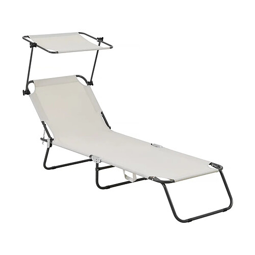 Habitat Et Jardin Bain de soleil pliable [ ]Lazy[ ] - Avec pare soleil - Beige