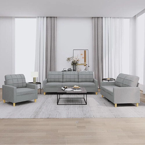 Zmh Canapé droit tissu - Gris clair