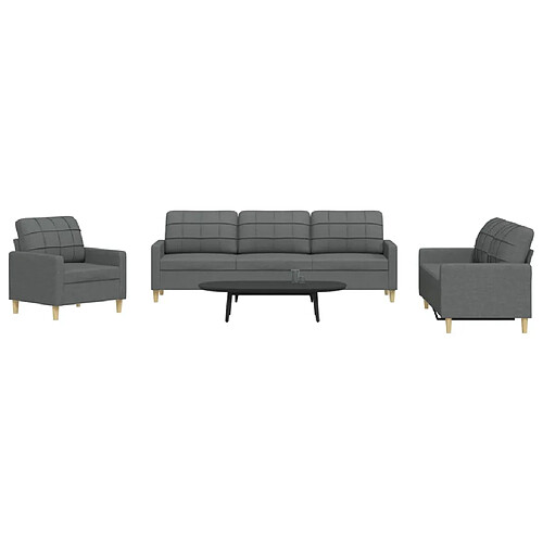 Zmh Ensemble de canapés 3 pcs - Gris foncé