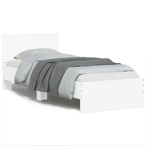 vidaXL Cadre de lit sans matelas avec lumières LED blanc 90x190 cm