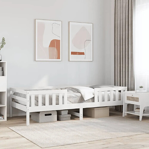 vidaXL Cadre de lit sans matelas blanc 90x200 cm bois de pin massif