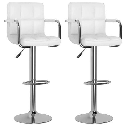 Zmh Tabourets de bar lot de 2 - Blanc