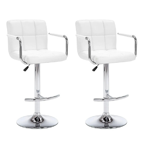 Zmh tabourets de bar lot de 2 - Blanc