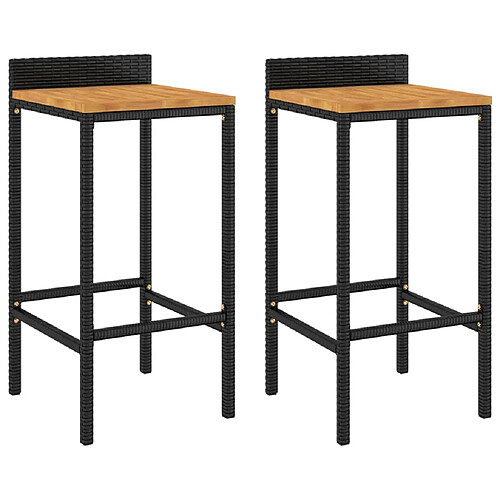 Zmh tabourets de bar lot de 2 - Noir