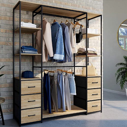 Idmarket Dressing double penderie + double colonne L. 140 cm UTAH
