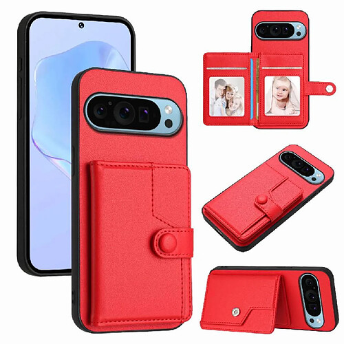 Coque Google PIXEL 9 Support Portefeuille Unique Rouge