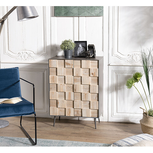 MACABANE Buffet 2 portes Sapin et pieds métal CARLA