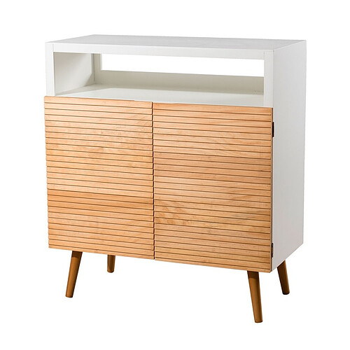 MACABANE Buffet 2 portes style scandinave - miel / blanc
