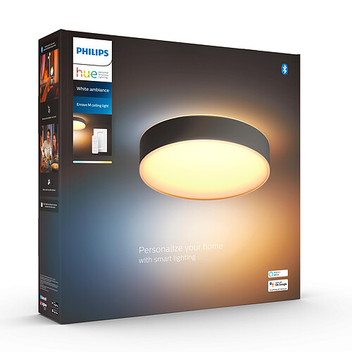 Philips Hue Plafonnier connecté ENRAVE M - Noir - White Ambiance