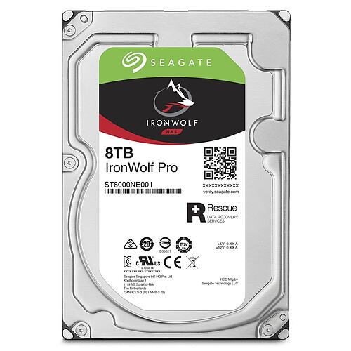 Seagate Technology IronWolf Pro - 8 To - 3,5'' SATA III 6 Go/s - Cache 256 Mo