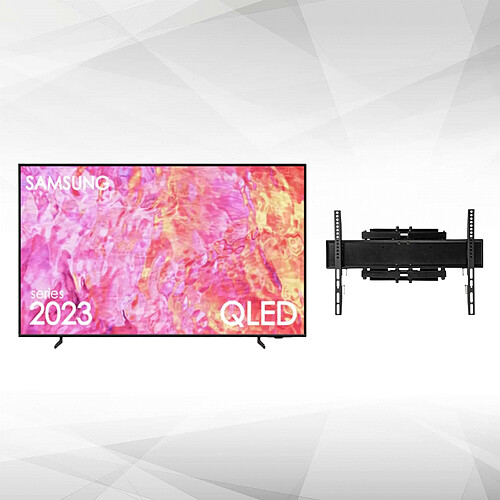 Samsung TV QLED 4k 65" 165cm - QE65Q60CAUXXH - 2023 + Montage TV Mural mouvement intégral - Noir