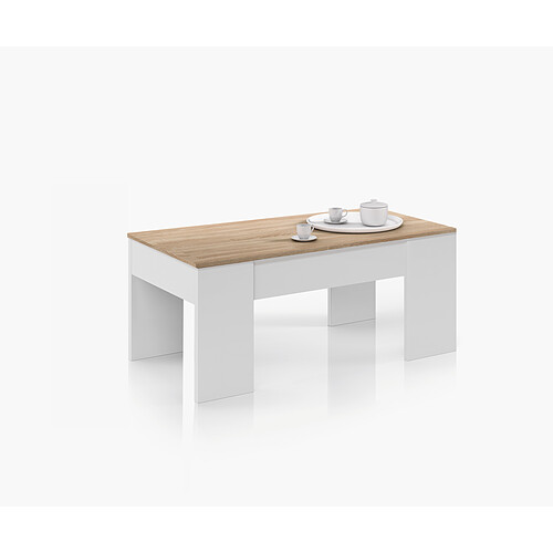 Fores Table basse à plateau relevable chêne / blanc