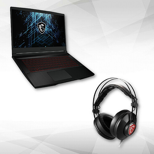 MSI GF63 Thin 11SC-630XFR + Casque gaming H991 - Filaire - Noir/Rouge