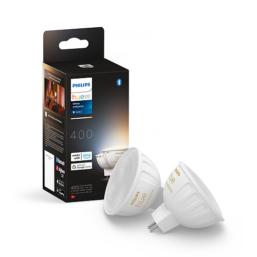 Philips Hue Ampoule connectée 4.7W 12V MR16 - White Ambiance x2