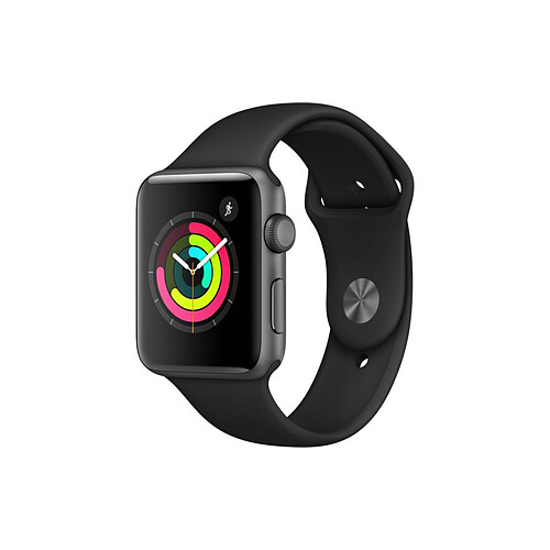 Apple Watch Series 3 - GPS - 42 mm - Gris Sidéral -  Bracelet Sport Noir · Reconditionné