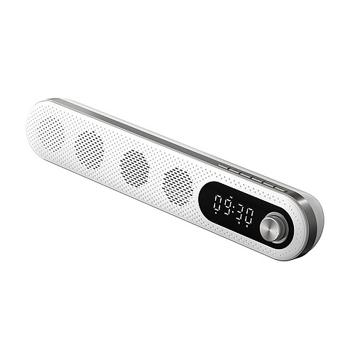 WE Enceinte Bar de Son Sans Fil Portable Bluetooth 5.0, Radio FM Batterie 3700mAh, Rechargeable Micro USB, Anti-Choc, Lecteur Carte Micro SD, Fonction Mobile Main Libre, Affichage LCD Heure/ Température - Noire