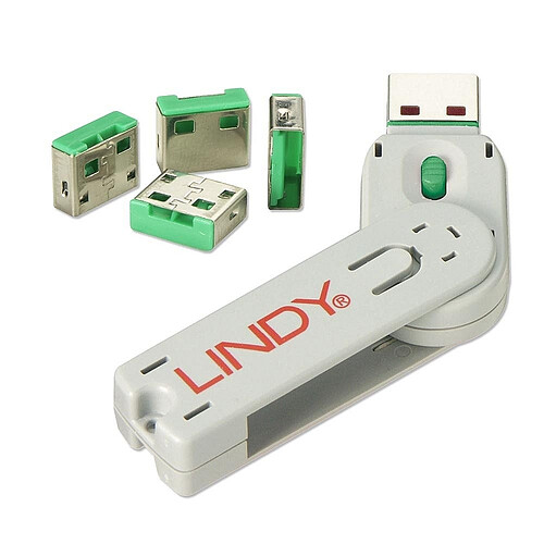 CLÉ USB & 4 VERROUS USB, VERT LINDY 40451