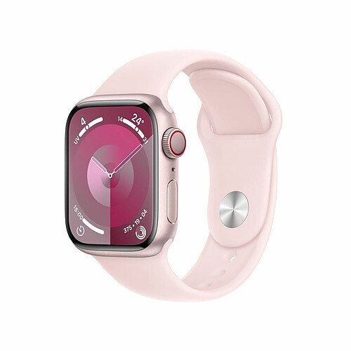 Apple Watch Series 9 GPS 41 mm Boîtier en aluminium Rose avec bracelet sport Rose clair M/L