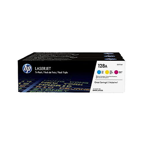 CF371AM - Lot de 3 cartouches authentiques de toner cyan / magenta / jaune HP LaserJet 128A