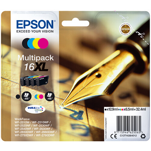 Epson Stylo Plume - Multipack 16 - Noir, Cyan, Magenta, Jaune - XL