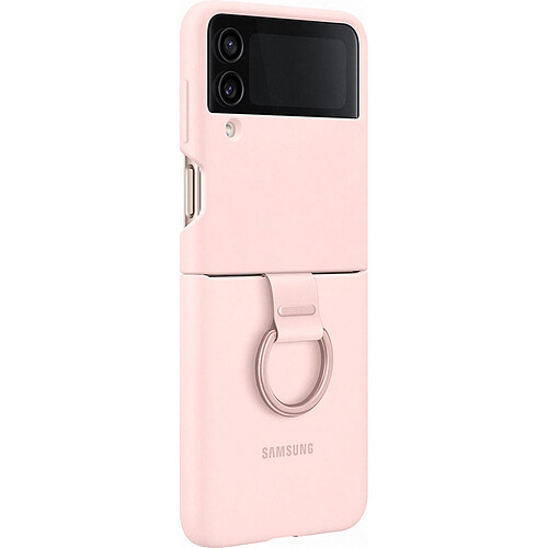 Coque en silicone avec anneau pour Samsung Galaxy Z Flip 4 Rose