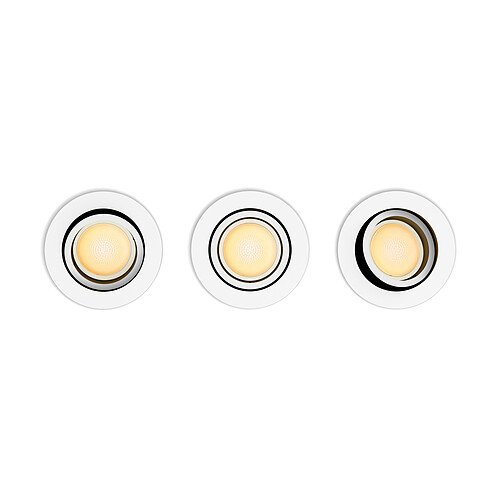 Philips Hue Lot de 3 spots encastrés connectés MILLISKIN - White Ambiance - Blanc - 3x5W