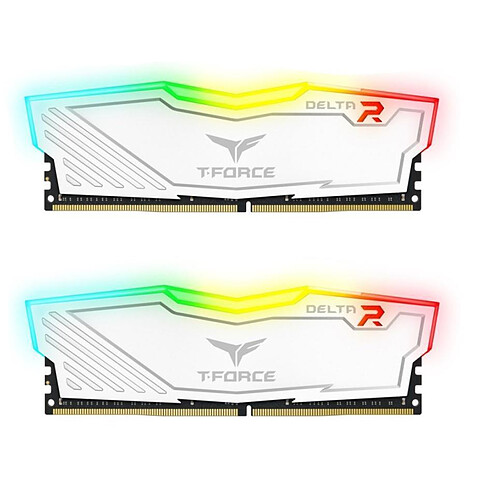 T-Force Delta RGB - 2 x 8 Go - DDR4 3200 MHz CL 16 - Blanc