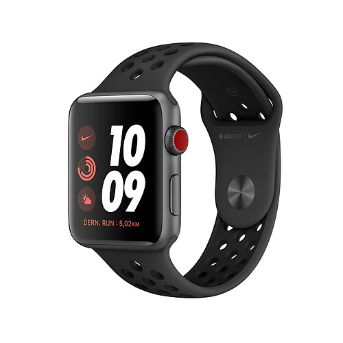 Apple Watch 3 Nike - 42 - Cellular - Alu gris / Bracelet Sport Anthracite/Noir