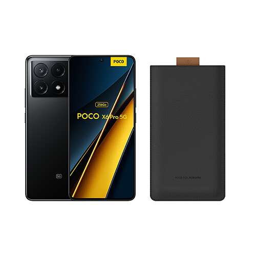 Poco X6 Pro 5G - 8/256 Go - Noir + Pochette universelle